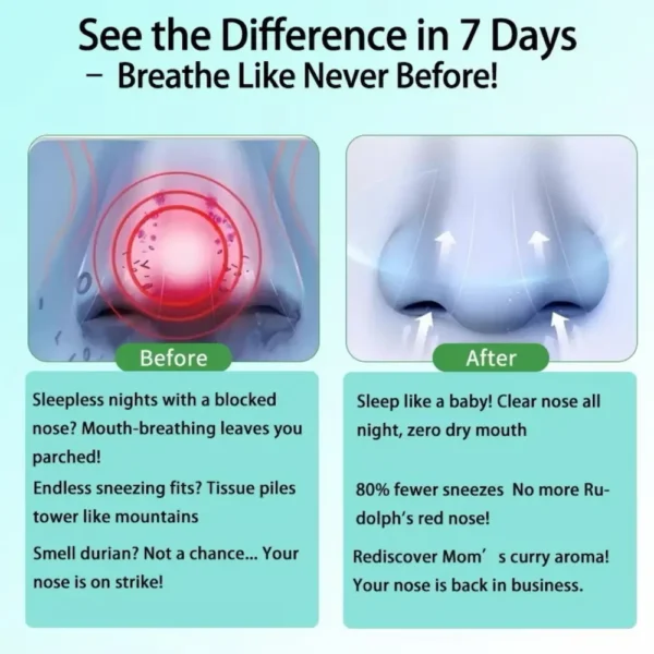 Featured Products 7 days before and after results of using South Moon herbal spray for nasal congestion relief