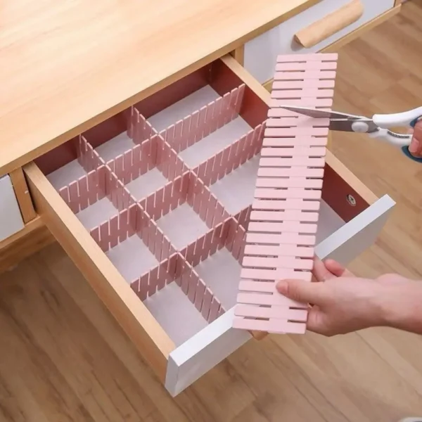 Adjustable grid drawer divider set for organizing wardrobe drawers and office desks