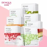 Complete Bioaqua facial sheet mask skincare collection set with natural fruit extracts