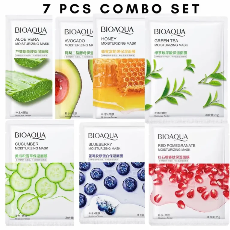 Bioaqua 7 pcs facial mask sheet combo set for full week skincare routine