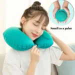 Comfortable neck and head support provided by press type inflatable air pillow