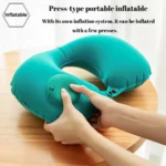 Overall visual appearance and ergonomic shape of inflatable travel neck pillow