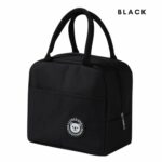 Classic black insulated thermal lunch bag with durable handles for everyday use