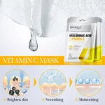 BIOAQUA vitamin C facial mask benefits and key ingredients infographic