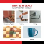 M-Seal epoxy putty repair applications for plumbing pipes radiator leaks and tiles