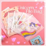 Transparent unicorn zipper pouch file bag and document organizer collection
