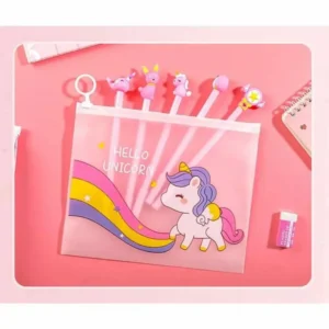 Transparent unicorn zipper pouch pencil case holder for students stationery
