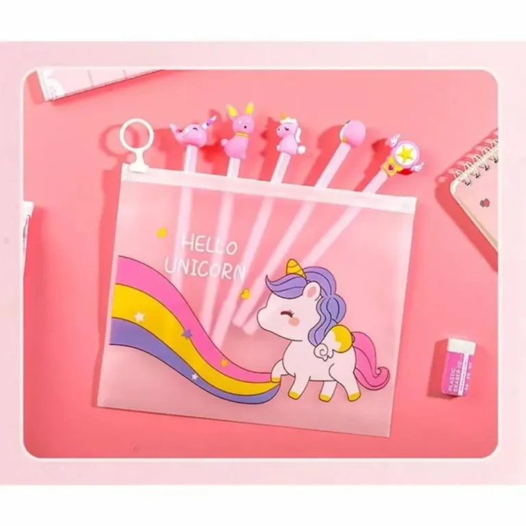 Transparent unicorn zipper pouch pencil case holder for students stationery