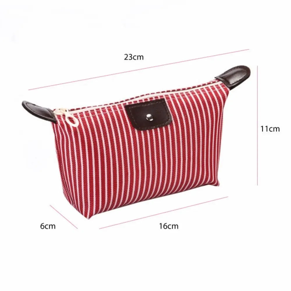 Striped Waterproof Oxford Cloth Cosmetic Bag - Portable Travel Makeup Pouch Waterproof Striped Oxford Cloth Cosmetic Bag