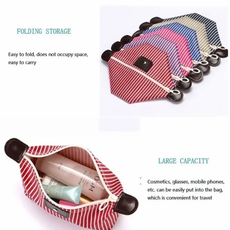 Foldable waterproof oxford cloth cosmetic bag space saving storage features