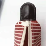 Smooth metal zipper close up detail on waterproof oxford cloth makeup bag