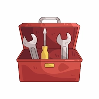 Tools and hardware category icon illustration with a red toolbox