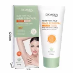 BIOAQUA Aloe Vera Mild Hair Removal Cream 60g Tube and Box Pack Dimensions