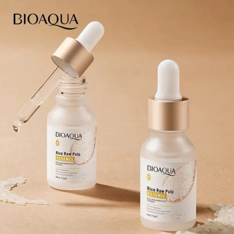 Bioaqua Rice Serum গ্লাস ড্রপার বোতল ক্লোজ-আপ