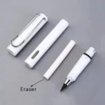 Disassembled White Everlasting Pencil with Built-in Eraser Refill