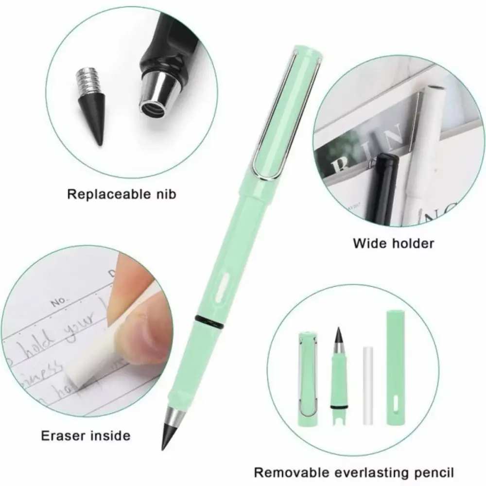 Everlasting Pencil Features with Replaceable Graphite Nib and Eraser Inside